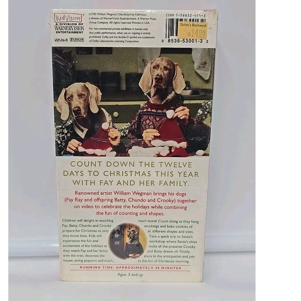 William Wegman Fay's‎ 12 Days of Christmas VHS Video NEW Tape Kidvision Warner